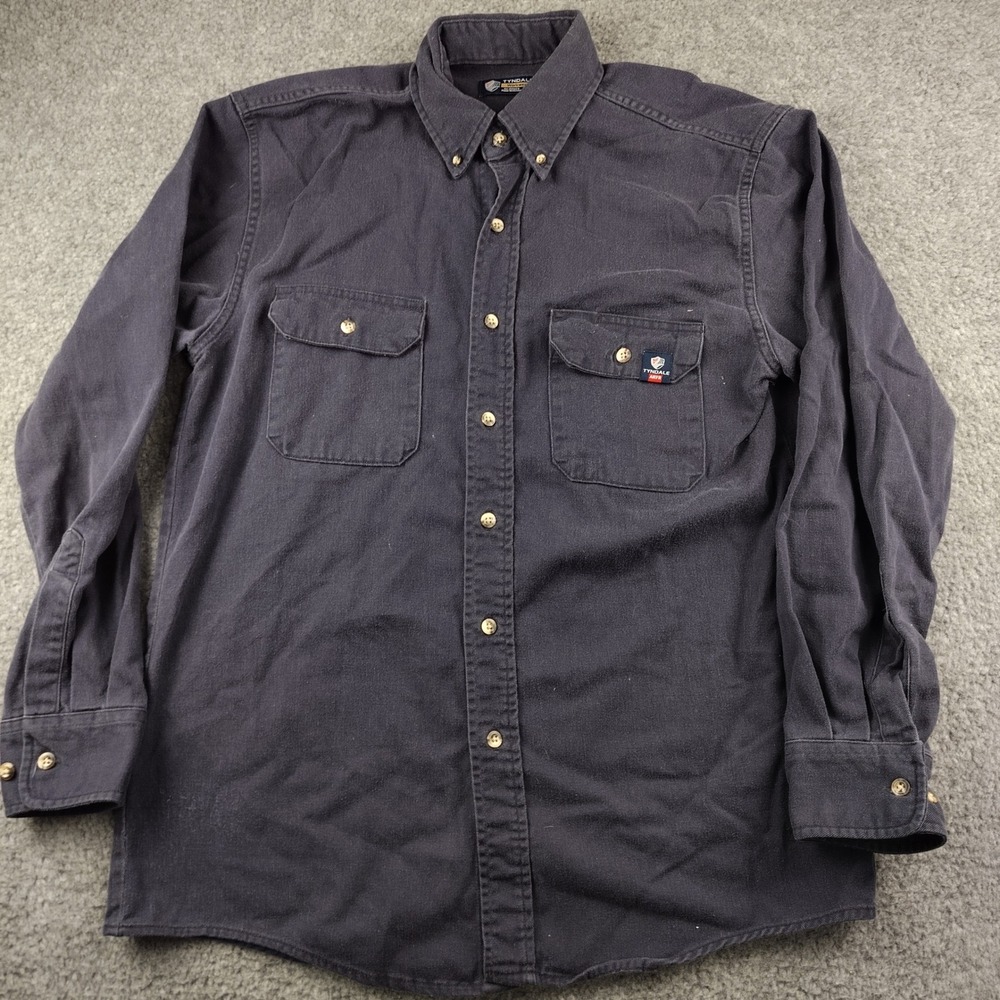 Tyndale FR Work Shirt Mens Medium Blue Flame Resistant Button Down USA Made